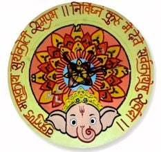 Handcrafted Ganesha Lippan Art Wall Clock